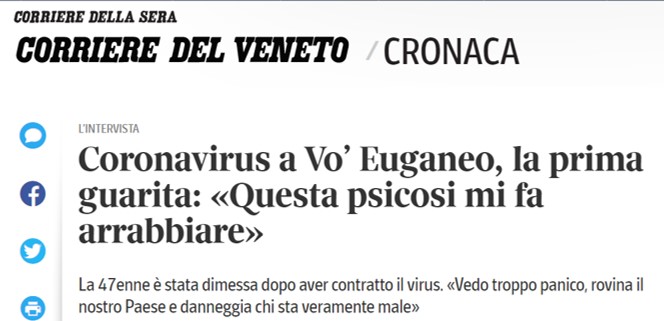 La paziente "guarita" di Vo'Euganeo - Che cosa ne pensa del Coronavirus?