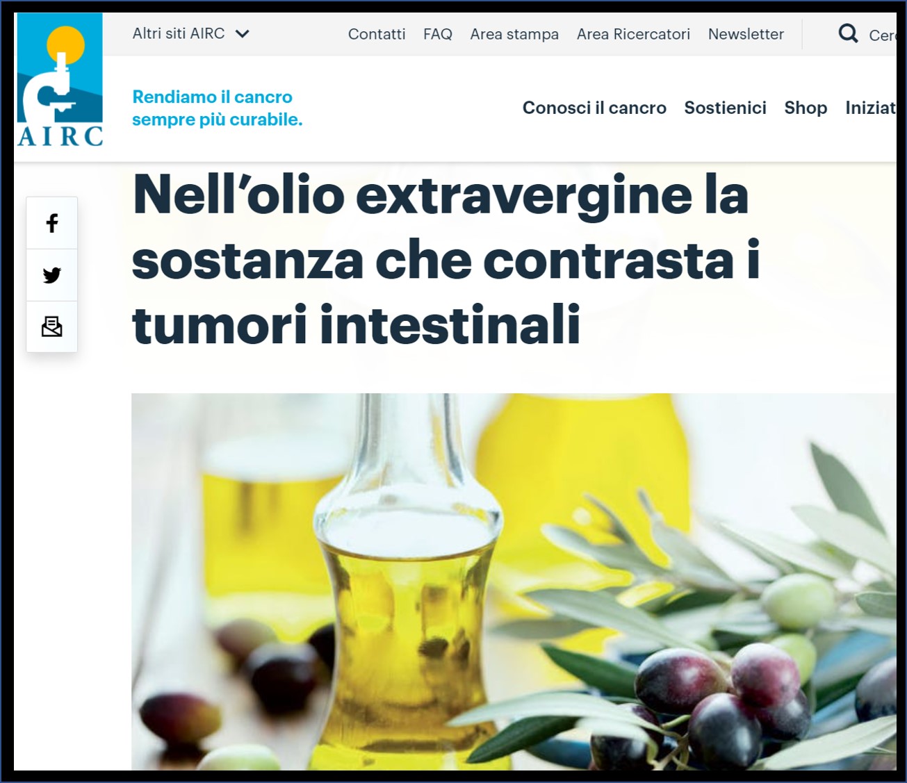 IL CONSUMO QUOTIDIANO DI OLIO EVO  AIUTA A PREVENIRE E COMBATTERE I TUMORI INTESTINALI. . ED E' ANTIFIAMMATORIO SUL COLON